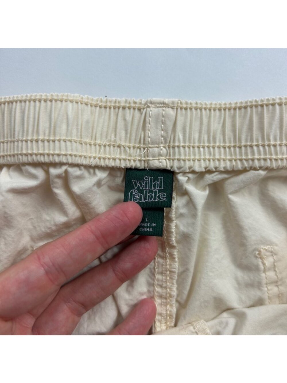 Wild Fable Cream Poplin Canvas Pull On Cargo Pant L - Picture 4 of 7